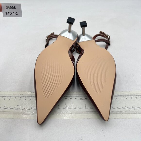 Wansseny Wine Slingback Kitten Heel Closed Toe Dressy Pumps Low Heel Sandals - Picture 6 of 7